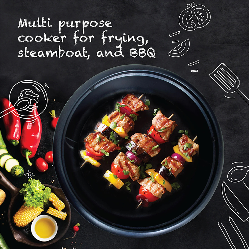 PowerPac 2 In 1 Multi Cooker With Steam Boat & BBQ Function