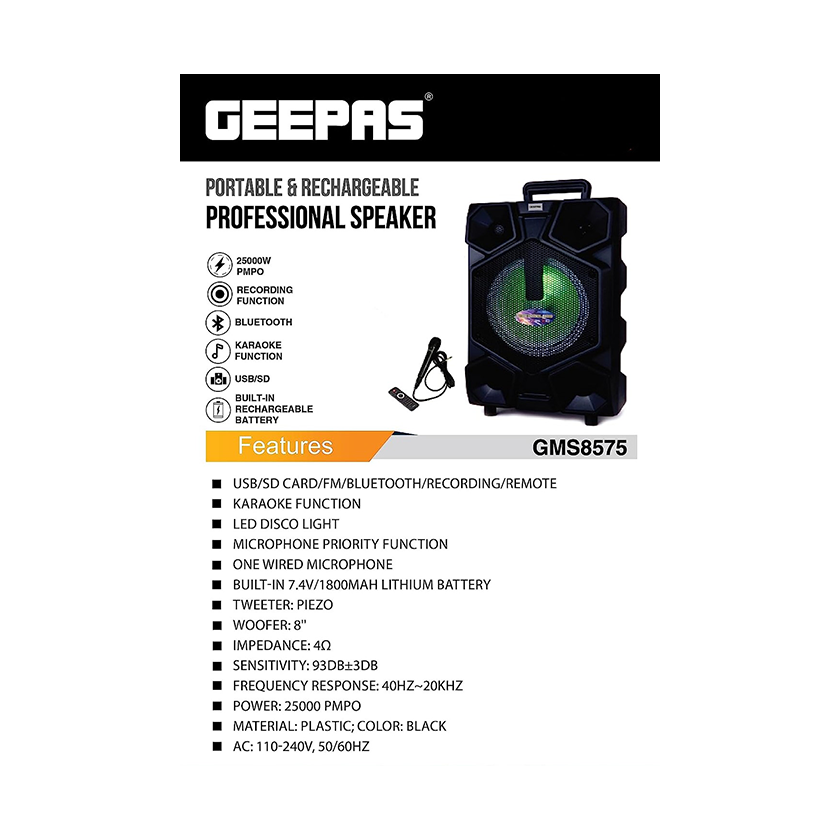 Geepas Portable & Rechargeable Speaker