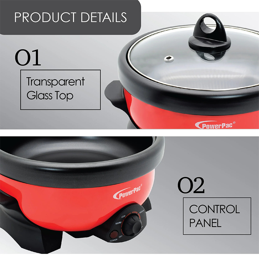 PowerPac 2 In 1 Multi Cooker With Steam Boat & BBQ Function