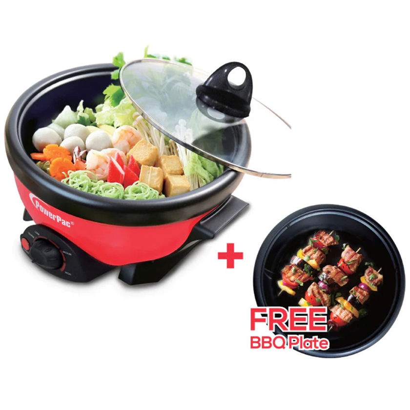 PowerPac 2 In 1 Multi Cooker With Steam Boat & BBQ Function