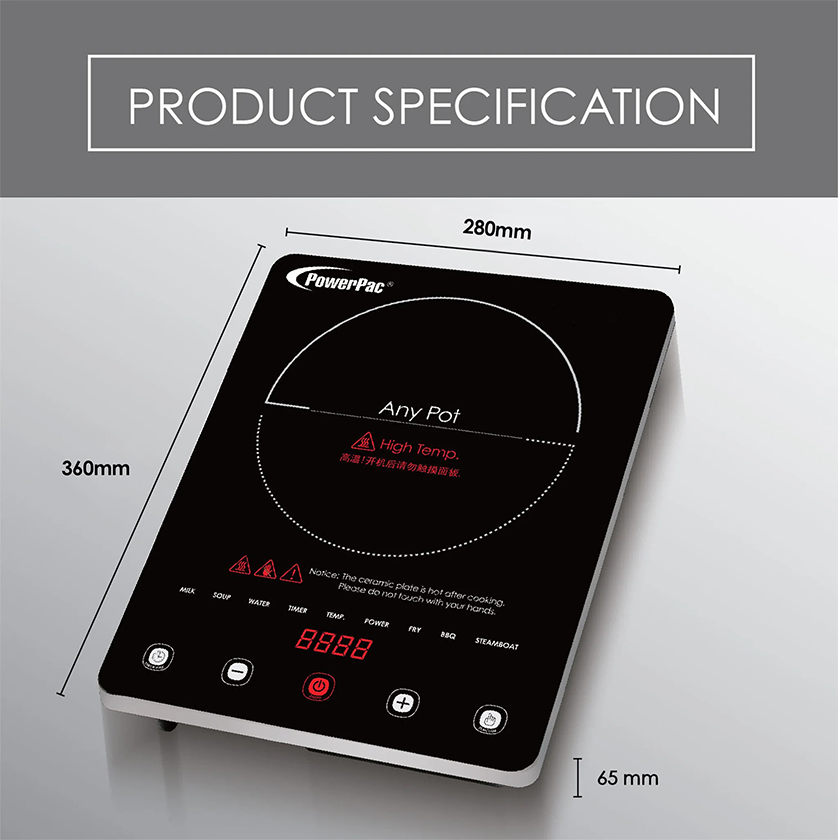 PowerPac Ceramic Cooker (Any Pot) PPIC880