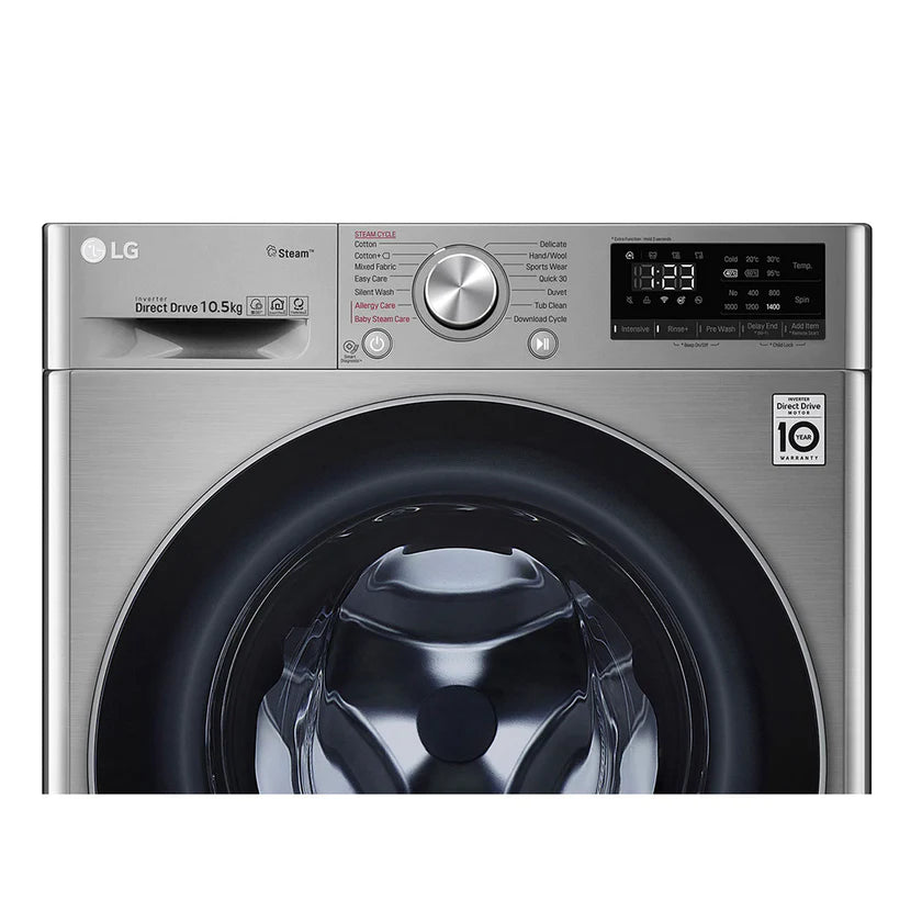 LG 10.5KG Silver Vivace Steam™ Front Load Washing Machine