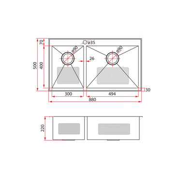 Rubine Kitchen Sink STX 860-88R