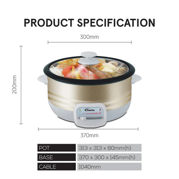PowerPac Steamboat & Multi Cooker 3.5L With Non-Stick Pot PPMC28G