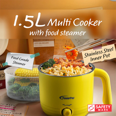 PowerPac Multi Cooker 1.2L Steamboat Noodle Cooker And Food Steamer PPJ2012