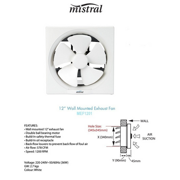Mistral 12" Wall Mount Exhaust Fan MEF1201