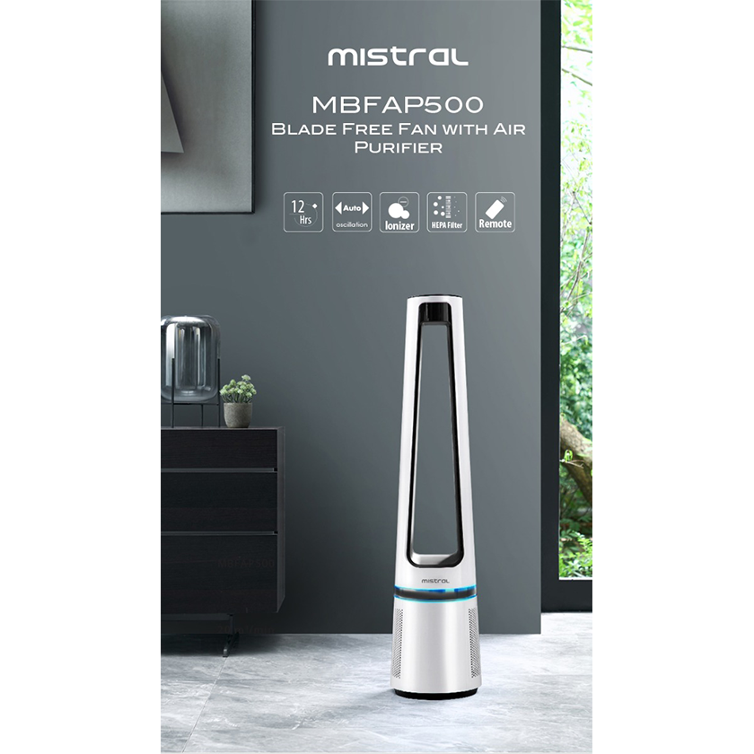 Mistral Blade Free Fan with Air Purifier MBFAP500