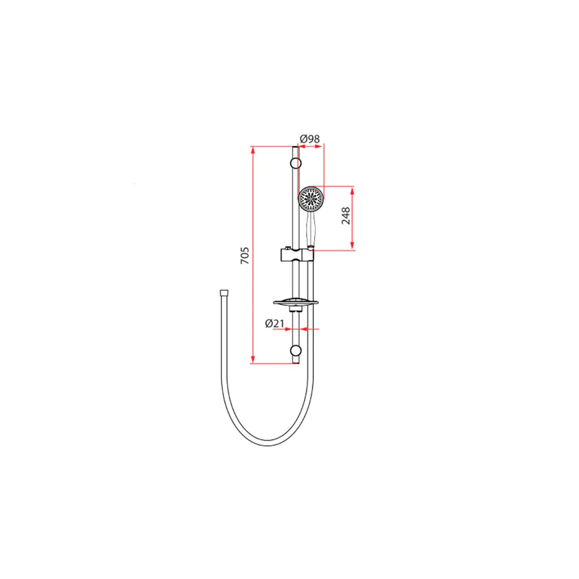 Rubine Shower Set with Sliding Rod & 5F Handshower